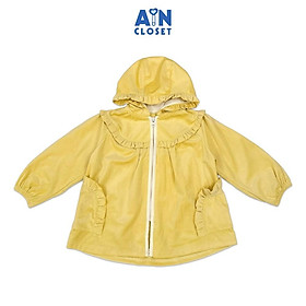 Áo Khoác có nón bé gái hoạ tiết Vàng Trơn Cotton Nhung - AICDBGMB6QMG - AIN Closet