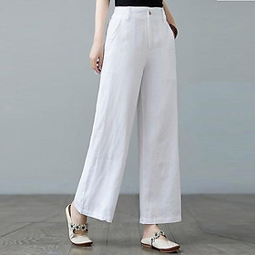 Quần tây ống rộng nữ Linen tưng Prumium Basic trẻ trung, không kén dáng mặc ArcticHunter -  TRẮNG - XL