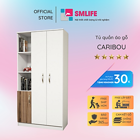 Tủ quần áo gỗ hiện đại SMLIFE Caribou | Gỗ MDF dày 17mm chống ẩm | D90xR45xC180cm