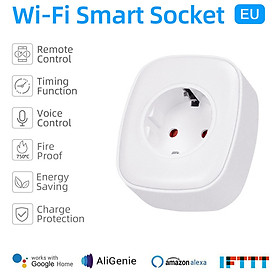 Tuya Mini Smart WiFi Socket EU Remote Control by Smart Phone from Anywhere Timing Function, Voice Control for Amazon