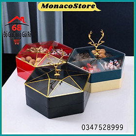 Mua Khay Mứt Bánh Kẹo Tết 2 Tầng Hình Lục Giác Tay Nắm Con Huơu Phong Cách Sang Trọng Cao Cấp
