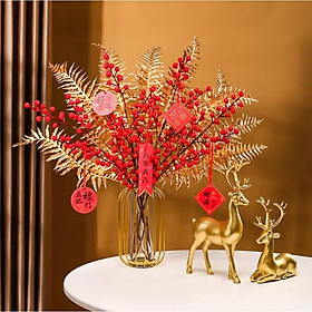 Mua Lọ hoa đào đông điểm lá vàng thiết kế khung thép mạ vàng sang trọng trang trí nhà cửa  decor Tết