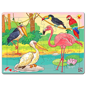 Xếp hình Tia Sáng Cái cò, cái vạc, cái nông (30 Mảnh Ghép) - Tặng kèm tranh tô màu cho bé