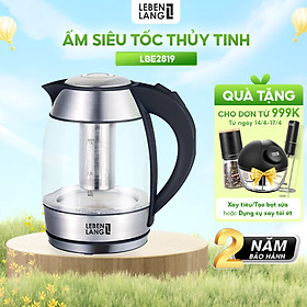 Ấm siêu tốc thuỷ tinh 1,8lit Lebenlang LBE2819 (hàng chính hãng)