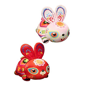 2x Rabbit Plush Toy Cartoon Ornament Animal Doll for New Year