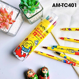 Bút sáp vặn ống 12 màu AM-TC401
