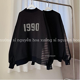 áo sweater nỉ nữ in số 1990 form dáng rộng unisex chất nỉ ngoại dày dặn đẹp chuẩn hình