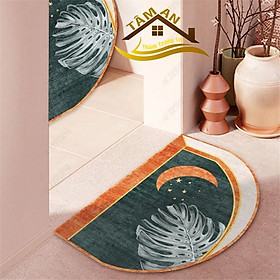 Mua Miếng thảm trải sàn chùi chân đế cao su sợi len dệt tổng hợp chống trượt cao cấp hình bán nguyệt 50x80cm