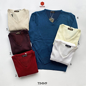 Áo len nam cổ tim ABABA, áo len dệt kim trơn Hàn Quốc chất liệu mềm mịn, không xu kiểu dáng Hàn Quốc - ABA-TIMM9