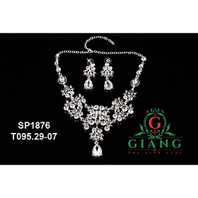 Trang sức bộ cô dâum xi mạ trắng sáng