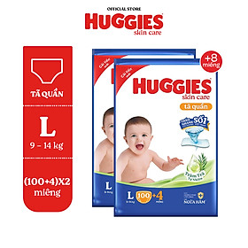 [Bao bì và CTKM thay đổi theo từng lô hàng] Combo 2 gói Tã quần Huggies Skincare Mega Jumbo M106/L96+8/XL84+4/XXL76+4 với tràm trà dịu da