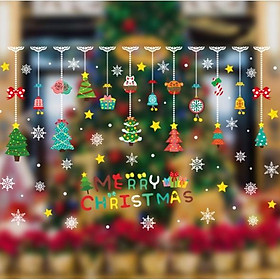 Decal trang trí Noel Hít Tĩnh Điện - Rèm dây thông đáng yêu nhiều màu sắc