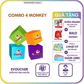 Combo 4 Monkey (Mã Giấy) - (Monkey Junior, Stories, Math, Vmonkey)