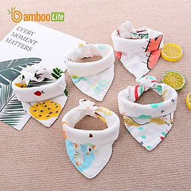 Set 5 Khăn yếm tam giác cho bé Bamboo Life hàng chính hãng từ sợi tre 4 lớp Khăn yếm quàng cổ giữ ấm cho bé sơ sinh