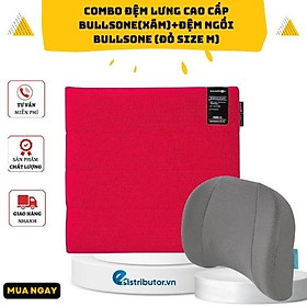 Combo Đệm Lưng Cao Cấp Bullsone(Xám)+Đệm Ngồi Bullsone (Đỏ size M)