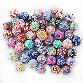 50 10mm Color Polymer  Clay  Flower Loose Charm Beads Jewelry