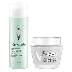 Kem Dưỡng Giảm Mụn, Giảm Bóng Dầu & Dưỡng Ẩm Ngày Vichy Normaderm (50ml) tặng Mặt Nạ Dưỡng Da Bùn Khoáng Se Khít Lỗ Chân Lông Vichy Pore Purifying Clay Mask (15ml) - 100899228