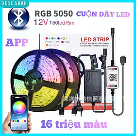 Mua Cuộn dây đèn Led 5050 RGB 16 triệu màu điều khiển qua APP  nhấp nháy theo nhạc quẩy Tiktok