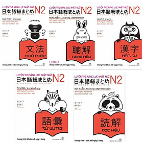Combo Sách Học Tiếng Nhật Dành Cho Người Việt: SOMATOME Luyện Thi Năng Lực Nhật Ngữ N2 - Kèm Theo Chú Thích Anh Việt (Trọn Bộ 5 Cuốn Sách Nâng Cao Trình Độ Tiếng Nhật Hiệu Qủa / Tặng Kèm Bookmark Happy Life)