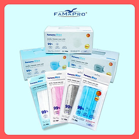 [THÙNG TÚI - FAMAPRO MAX] Khẩu trang y tế kháng khuẩn 4 lớp Famapro Max (100 túi/thùng)