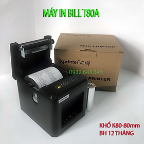 Máy in hóa đơn Xprinter T80A khổ giấy 80mm, máy in bill K80, dao cắt giấy tự động. Tặng kèm cuộn giấy K80 - Hàng Chính Hãng