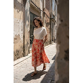 Váy Midi Ramie In Hoa Thanh Minh Ski055 Thời trang Hity