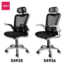 Ghế Xoay Văn Phòng Lưới Làm Việc Công Thái Học Deli - Tay Gập Thông Minh, Có Chỉnh Lưng, Lưới Thoáng Khí, Chân Xoay Tiện Ích, Đệm Ghế Êm Aí, Nhiều Màu - Phù Hợp Học Sinh, Văn Phòng, Game Thủ, Gaming - Hàng chính hãng - Đen - Mẫu 2
