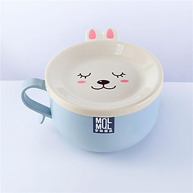 Mua Bát đựng mỳ chống nóng có nắp thú dễ thương   kèm thìa