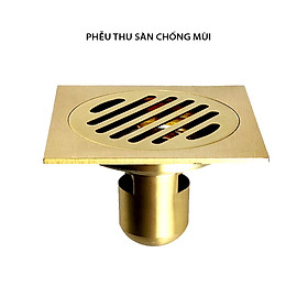 Phễu thoát sàn chống mùi nhà vệ sinh 10x10cm, hợp kim đồng