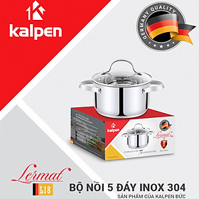 Nồi inox 304 cao cấp 5 đáy Kalpen Lermat size 18cm - Hàng chính hãng