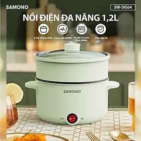 Mua Nồi Điện Đa Năng SAMONO Lòng Nồi Chống Dính Dung Tích 1.2 Lít Công Suất 600W Chất Liệu An Toàn Thực Phẩm Kèm Nồi Hấp  SW-DG04  HÀNG CHÍNH HÃNG