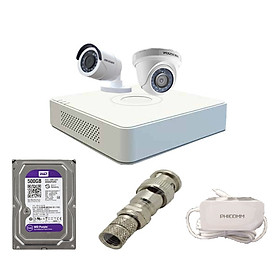 Mua Trọn bộ 2 camera Hikvision-chính hãng DS-2CE56D0T-IRP + DS-2CE16D0T-IRP full HD 2mp và đầu ghi DS-7104HGHI-F1
