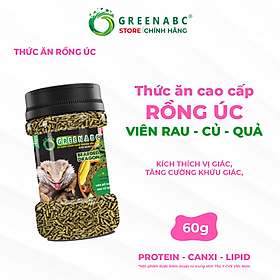 Thức ăn bò sát RỒNG ÚC viên RAU CỦ QỦA GREENABC - Bổ sung rau củ quả cho thú cưng - Hộp 60g