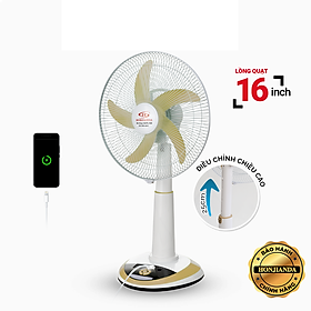 Mua Quạt Sạc Tích Điện 16 Inch Honjianda HJD-FL416H Tích Hợp Đèn LED Và Cổng Sạc USB (2 Bình Ắc Quy Khô) - Màu Ngẫu Nhiên - Hàng Chính Hãng