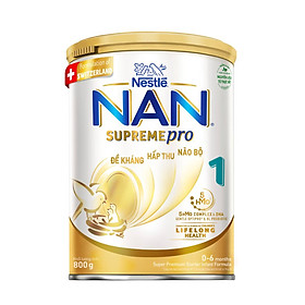 Sữa bột Nestlé NAN SupremePro 1 lon 800g nhập khẩu từ Đức với 5HMO & đạm Gentle Optipro (0 - 6 tháng)