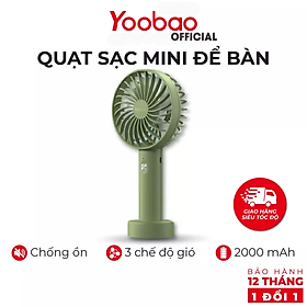 [HÀNG CHÍNH HÃNG] Quạt sạc mini để bàn YOOBAO F3S - 3000mAh 2000mAh Có 3 chế độ gió Nhỏ gọn tiện lợI- Bảo hành 12 tháng 1 đổi 1