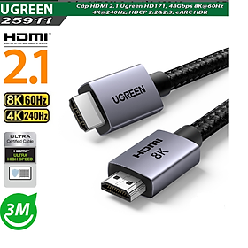 Mua Cáp tín hiệu HDMI 2.1 dài 3M Ugreen 25911 8K@60Hz- Hàng chính hãng