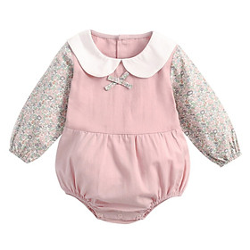 Cotton Long Sleeve Newborns Baby Bodysuits Fresh Floral Baby Girls Clothes Kids Jumpsuit Shirt Collar Infant Clothing
