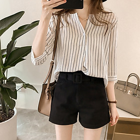 Áo sơ mi nữ Form rộng, áo kẻ tay lỡ trẻ trung, cá tính HB05
