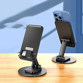 Giá kệ đỡ điện thoại dành cho iphone ipad máy tính bảng xoay 360 độ gấp gọn điều chỉnh nhiều nấc độ cao - Hàng chính hãng