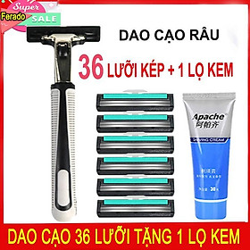 -Bộ Dao Cạo râu Cho Nam Kèm 36 Lưỡi Dao Cạo Cùng 1 Lọ Kem