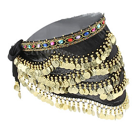 Women's Triangular Belly Dance Belt Hip Scarf Wrap Skirt with Gold Coins