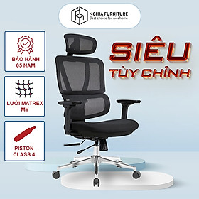 Ghế công thái học Nghia furniture LUMBAR - Ghế xoay văn phòng làm việc nhiều tính năng khủng