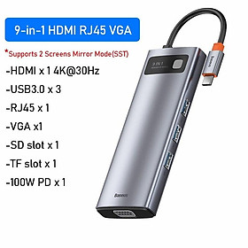 Baseus -BaseusMall VN Hub chuyển đa năng Baseus Metal Gleam Series Multifunctional Docking Station (Hàng chính hãng)