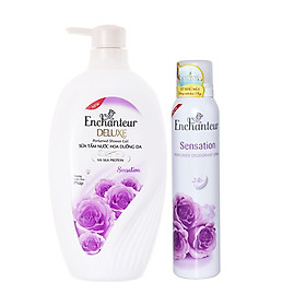 Combo Sữa Tắm Enchanteur Dưỡng Da Hương Nước Hoa 650g và Xịt Khử Mùi Toàn Thân Hương Nước hoa 150ml