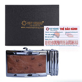 Đầu khóa da đà điểu Huy Hoàng da hột 4P đầu trắng màu nâu đỏ HT9424