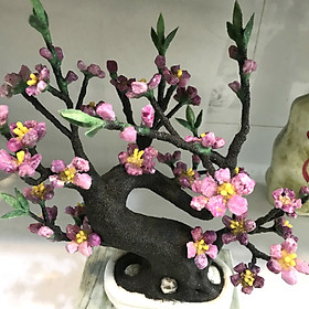 Mua Cây hoa đào bonsai bằng đá ru by cho Tết vĩnh cửu cao 40x20x40x 5kg