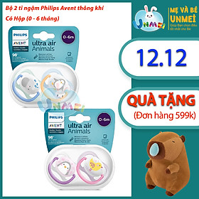Núm ty ngậm thông khí Philips Avent hình thú (phiên bản Lime) cho trẻ từ 0-6 tháng tuổi _ vỉ đôi