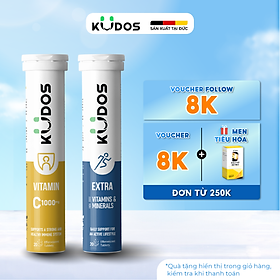 Combo Thực phẩm bảo vệ sức khỏe KUDOS VITAMIN C 1000MG + KUDOS EXTRA HIGH DOSE VITAMINS & MINERALS (20 viên/ tuýp)