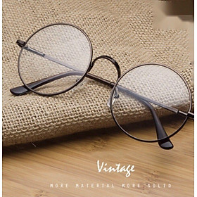 Gọng Kính Cận, Kính Giả Cận Mắt Tròn Xoe Kim Loại Thời Trang Vintage